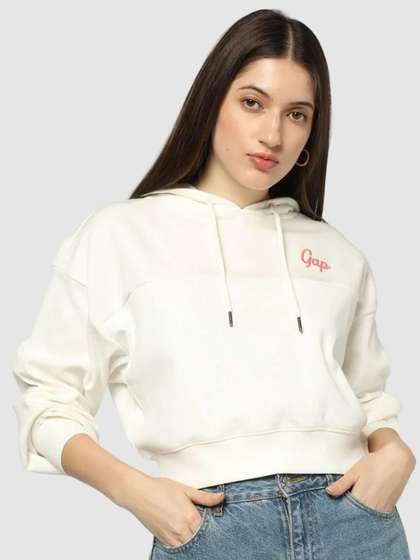 GAP Women Logo
                        Drop-Shoulder Relaxed Hooded Sweatshirt