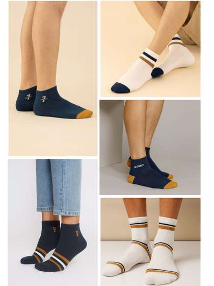 ZEVORA Men Set Of 5
                      Printed Ankle Length Socks