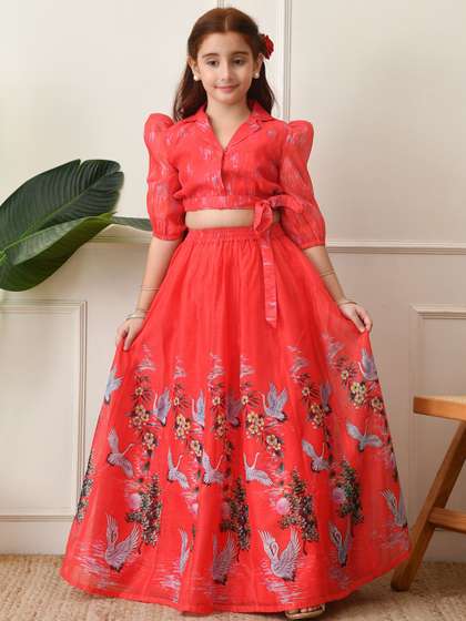 Indi-Loom Couture Girls
                    Printed Ready To Wear Lehenga & Blouse