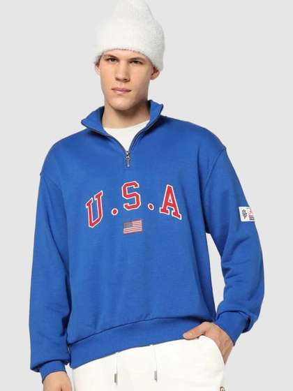 GAP Men Typography
                        Embroidered Oversized Fit Half-Zip Sweatshirt