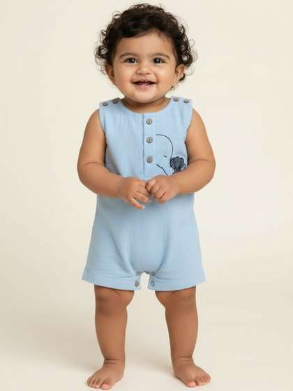 ZAMB-BO Infant
                      Wrinkled Muslin Romper