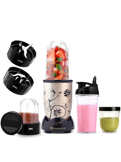 Buy Wonderchef Nutri Blend Champagne 500W Mixer Grinder + 3 Unbreakable Jars & Sipper Jar - Juicer Mixer Grinder for Unisex 27652476 | Myntra