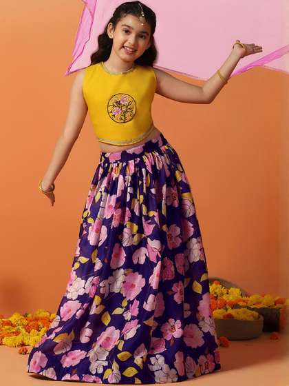 FASHION DREAM Girls
                        Floral Embroidered Ready to Wear Lehenga &
                        Blouse With Dupatta