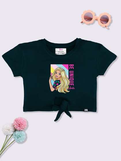 YK X Minute Mirth Barbie
                    Graphic Printed Crop Top