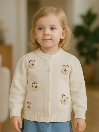 Bold N Elegant Girls
                    Round Neck Embroidered Cardigan