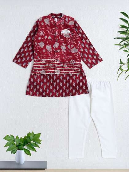 The Magic Wand Boys
                    Ethnic Motifs Printed Regular Pure Cotton Kurta With
                    Pyjamas