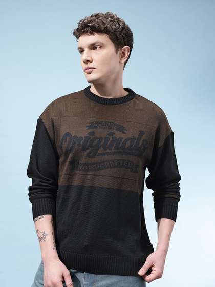 glitchez Acrylic
                      Typography Printed Pullover