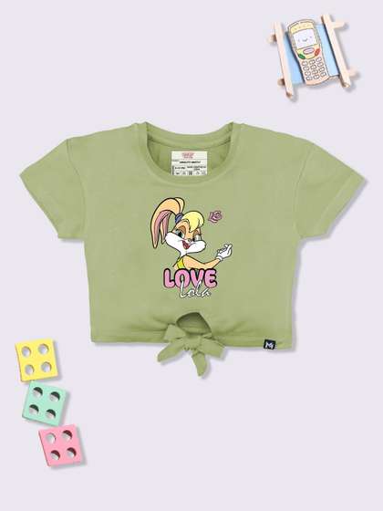 YK X Minute Mirth Looney
                    Tunes Graphic Printed Crop Top