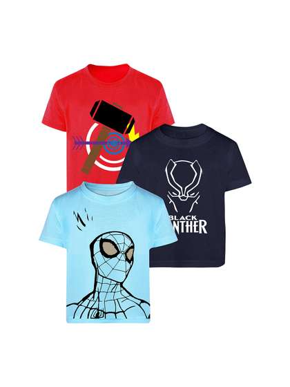 Marvel by Miss and
                      Chief Kids Pack Of 3 Cotton Graphic Printed
                      Regular Fit T-shirt