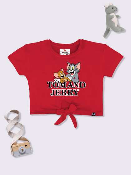YK X Minute Mirth Tom
                    & Jerry Graphic Printed Crop Top