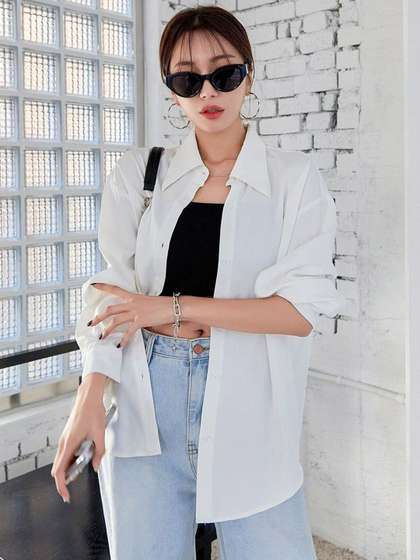 Mast & Harbour Women Oversized Cotton Shirt