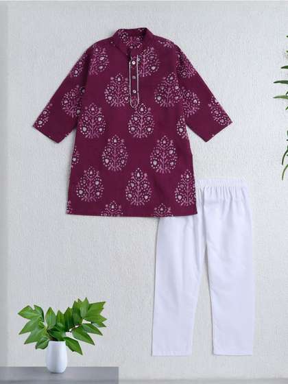 The Magic Wand Boys
                    Ethnic Motifs Printed Mandarin Collar Pure Cotton
                    Kurta With Pyjamas