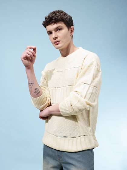 glitchez Geometric
                      Self Design Round Neck Acrylic Pullover