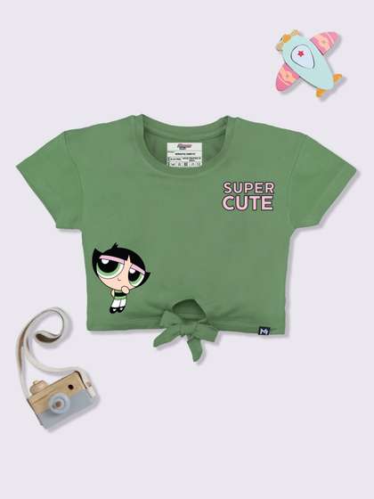 YK X Minute Mirth
                    Powerpuff Girls Printed Crop Top