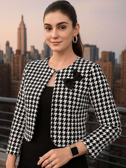 Lihana Checked
                          Open Front Shrug