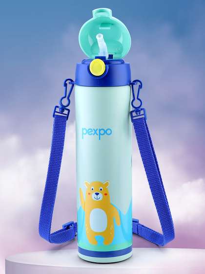 Pexpo Sea Green &
                    Blue Printed Stainless Steel Double Wall Vacuum
                    Water Bottle-470ml