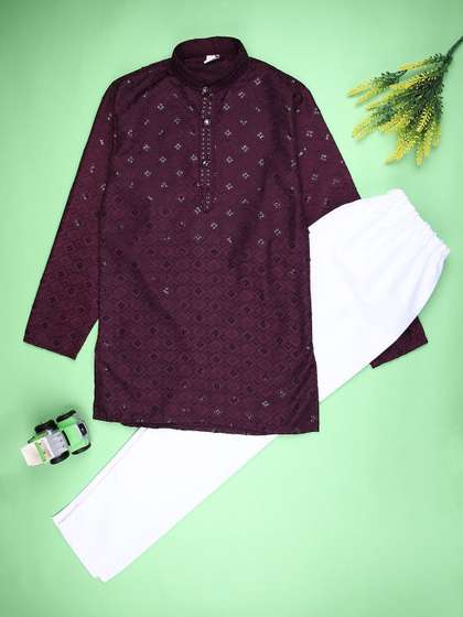 V-Mart Boys Ethnic
                    Motifs Woven Design Kurta with Pyjamas