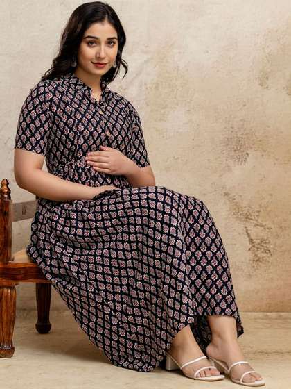 Mialo fashion
                          Printed Both Side feeding zip Maxi Ethnic
                          Dresses