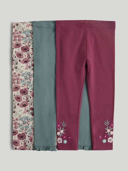 mothercare Girls Pack
                      Of 3 Printed Mid Rise Ankle Length Leggings