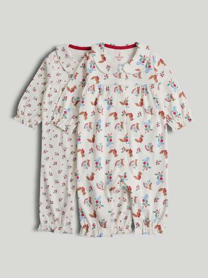 mothercare Girls Pack of
                    2 Printed Cotton Sleepsuit
