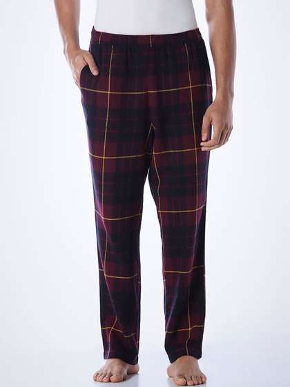 Jack & Jones Men
                        Cotton Mid-Rise Checked Lounge Pants
