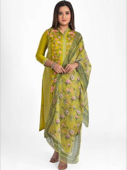 Label By Anusha
                          Women Floral Embroidered Kurta with Churidar
                          & Dupatta