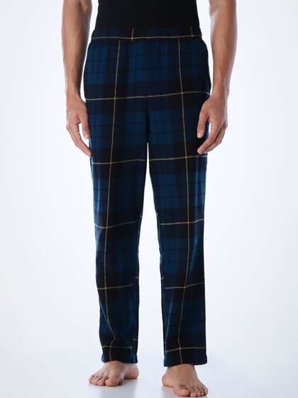 Jack & Jones Men
                        Checked Mid-Rise Slip-On Cotton Lounge Pants