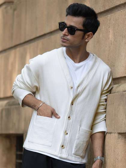 Powerlook Structured
                      V-Neck Long Sleeves Cardigan