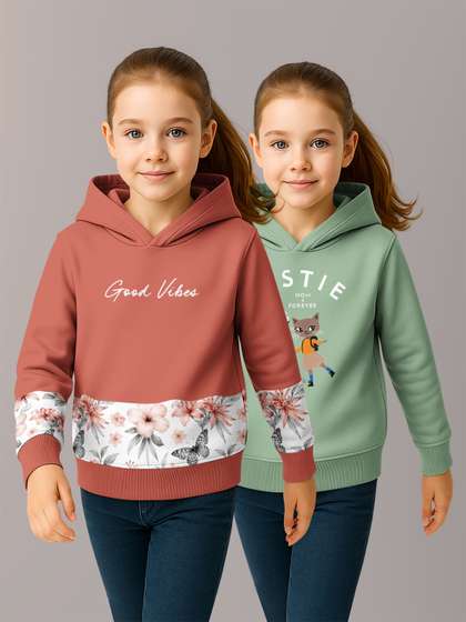 HELLCAT Girls Pack of
                      2 Printed Hooded Sweatshirts