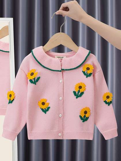 INCLUD Girls Floral
                    Embroidered Cardigan