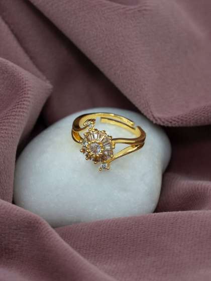ARTKLIM Gold-Plated
                        Cubic Zirconia-Studded Anti-Tarnish Finger Ring