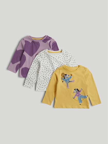 mothercare Girls Pack of
                    3 Graphic Printed Regular Fit Round Neck Full Sleeve
                    T-shirt