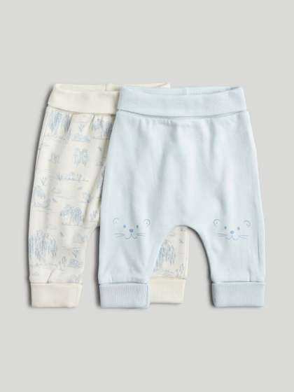 mothercare Pack of 2
                    Boys Printed Mid Rise Regular Trousers