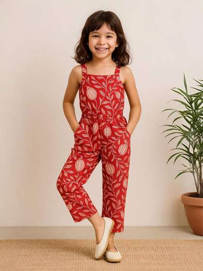 Urban Birdie Girls Pure
                    Cotton Printed Basic Jumpsuit