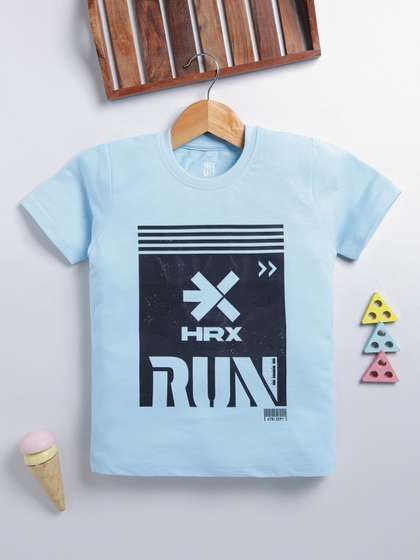 HRX by Hrithik Roshan
                    Boys Brand Logo Printed Rapid Dry Sports T-shirt
