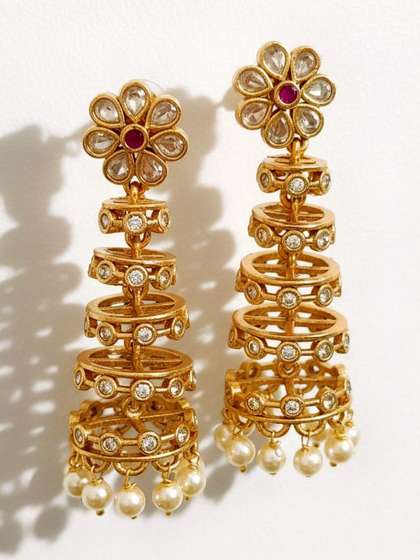 BlingNation Gold-Plated Layered Jhumkas