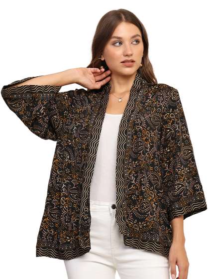 GALE GIRLS Printed
                        Mandarin Collar Shrug