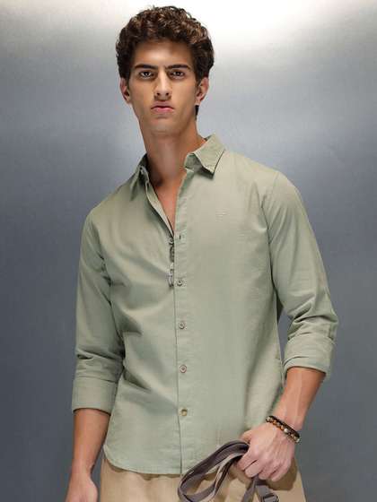 WROGN Men Solid
                        Spread Collar Cotton Casual Shirt
