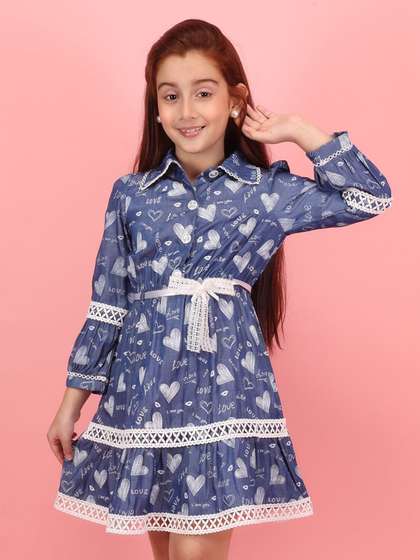 CUTECUMBER Girls
                    Conversational Printed Shirt Collar Shirt Dress