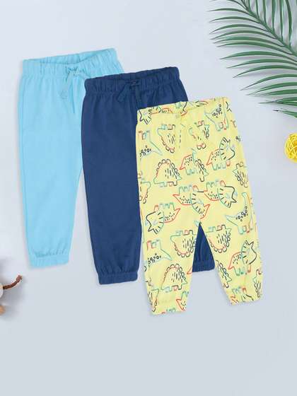 Pantaloons Baby Infant
                    Boys Pack Of 3 Printed Pure Cotton Mid-Rise Joggers