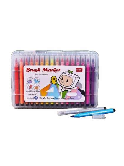 YK 48 Pieces Soft
                      Brush Head Art Markers Set Stationery