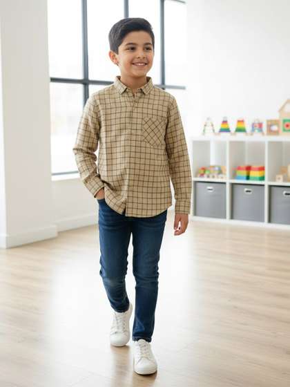 Tiny Toonzzz Boys
                      Standard Windowpane Checks Checked Casual Shirt