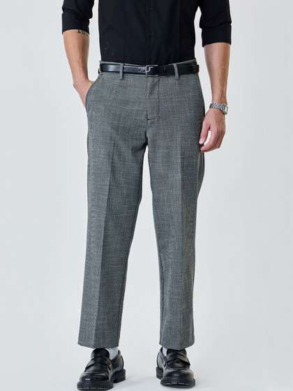 Snitch Men Solid
                          Textured Formal Trousers