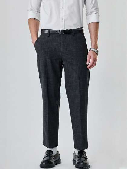 Snitch Men Dark Grey
                        Mid-Rise Regular Fit Trouser