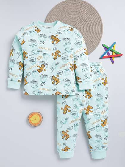 YK X Tinyo Boys Pure
                    Cotton Garfield Print T-shirt with & Joggers