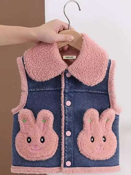 INCLUD Girls Sleeveless Denim Jacket
