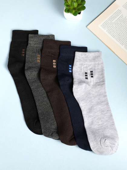Teakwood Leathers Men
                    Pack Of 5 Pure Cotton Above Ankle Length Socks