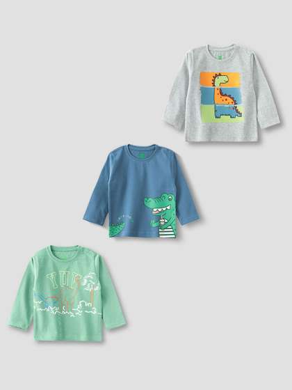 YUV Boys Pack of 3
                    Graphic Printed Round Neck Cotton T-shirts