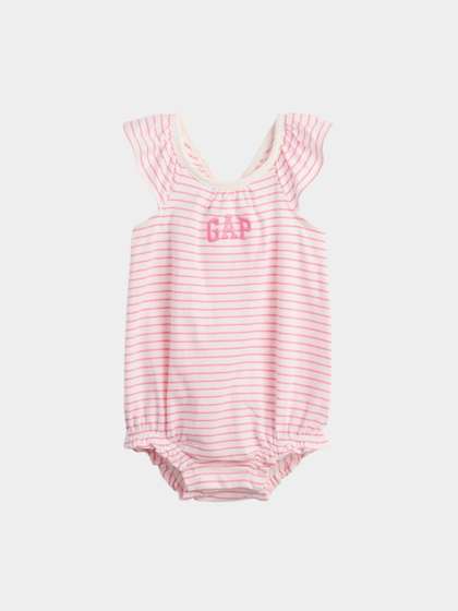 GAP Kids Horizontal
                    Stripes Flutter Sleeve Round Neck Onesies