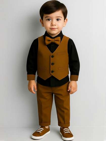 STINITY Boys Pure
                      Cotton Suit Set with Bow Tie